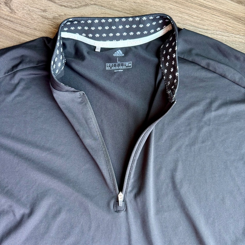 Adidas Ultimate 365 Printed Black Quarter-Zip Short Sleeve Golf Shirt Size L - Picture 5 of 14